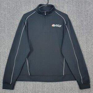 Cutter & Buck NBC Golf 1/4 Zip Pullover Top Mens M Black Long Sleeve Drytec